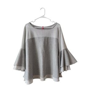 Gray Bell Sleeve Blouse XXL Lightweight‎ Layered Flowy Top Women